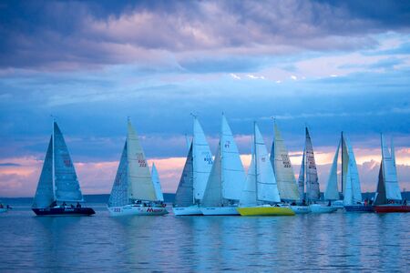 NOVOSIBIRSK,RUSSIA-JULY12:Sailing Regatta, Inter-regional competition to support children's sailing Siberiariver-2015 July12, 2015 in Novosibirsk, Russiaのeditorial素材
