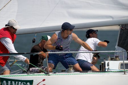 NOVOSIBIRSK,RUSSIA-JULY12:Sailing Regatta, Inter-regional competition to support children's sailing Siberiariver-2015 July12, 2015 in Novosibirsk, Russiaのeditorial素材