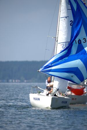 NOVOSIBIRSK,RUSSIA-JULY12:Sailing Regatta, Inter-regional competition to support children's sailing Siberiariver-2015 July12, 2015 in Novosibirsk, Russiaのeditorial素材