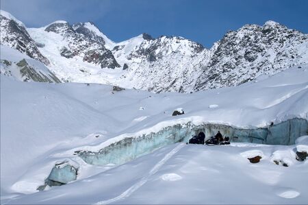 glacier high in the mountains in the Altaiの写真素材