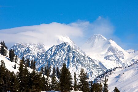 glacier high in the mountains in the Altaiの写真素材