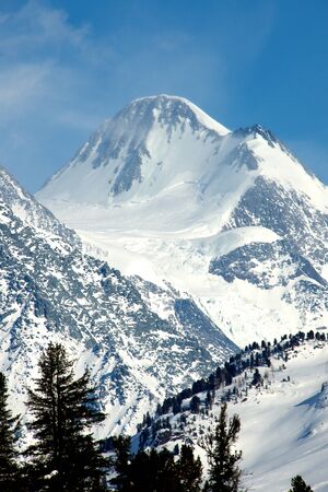 glacier high in the mountains in the Altaiの写真素材