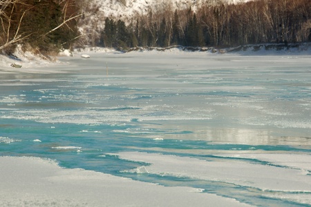 Beautiful winter landscape with snow covered trees, Altayの写真素材