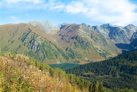 Mountain peaks in the Altay in the morningの写真素材