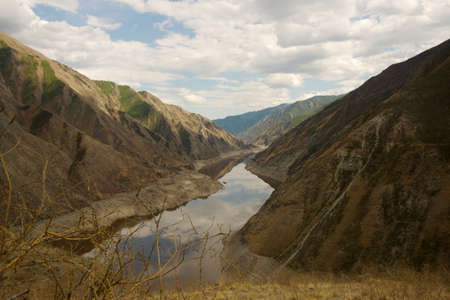 Sayany in Khakassia with a view of the mountain riverの写真素材