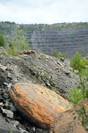 Abandoned quarry for coal mining in the Kemerovo regionの写真素材