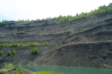 Abandoned quarry for coal mining in the Kemerovo regionの写真素材