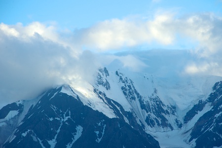 Altai mountains in Kurai area with North Chuisky Ridge on background, Altay Republicの写真素材
