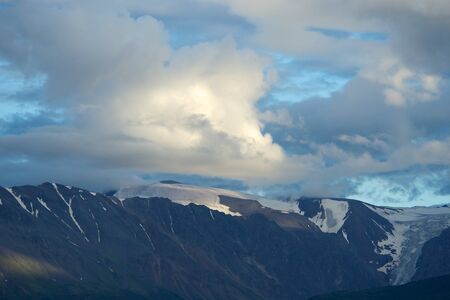 Altai mountains in Kurai area with North Chuisky Ridge on background, Altay Republicの写真素材