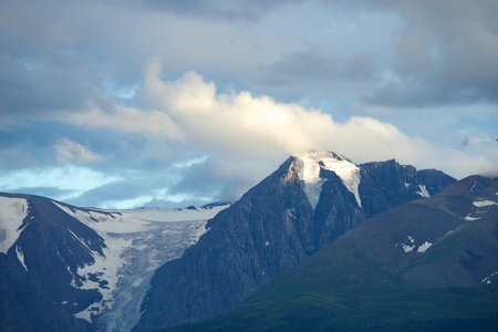 Altai mountains in Kurai area with North Chuisky Ridge on background, Altay Republicの写真素材