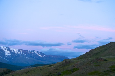 Altai mountains in Kurai area with North Chuisky Ridge on background, Altay Republicの写真素材