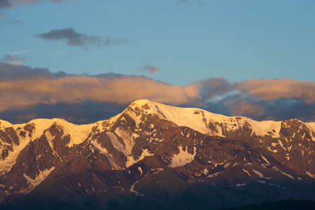 Altai mountains in Kurai area with North Chuisky Ridge on background, Altay Republicの写真素材