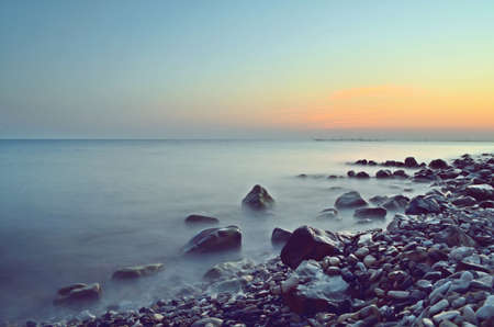 beautiful sunset on the seaの写真素材