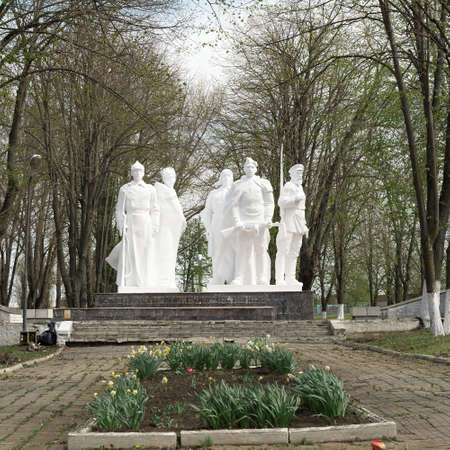 a monument to the soldiers of the Red Army, Dmitrievskaya Krasnodar regionのeditorial素材