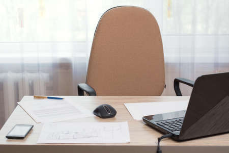 empty workplace in the officeの写真素材