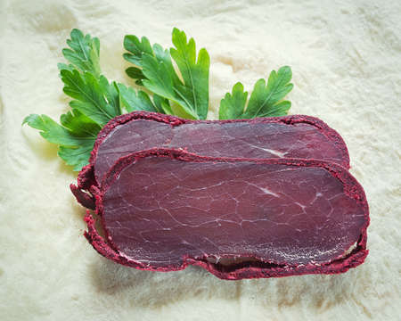 basturma chopped with fresh herbsの写真素材