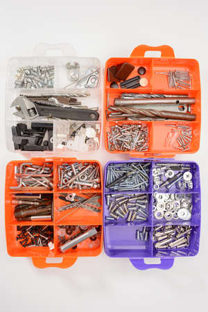 plastic crate with screwsの写真素材