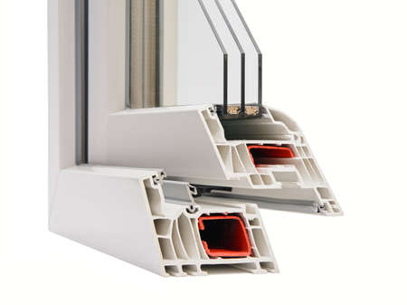 cross section Windows made of plastic profile