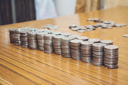 iron money collected on each otherの写真素材