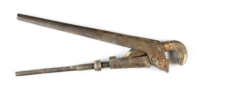 adjustable wrench on white background