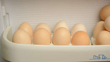 chicken eggs are in the fridgeの写真素材