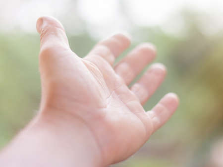 hand extended up to the skyの写真素材