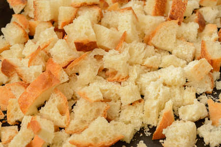 sliced bread on protvin for dryingの写真素材