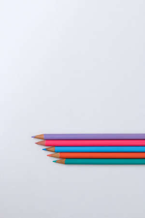 Color pencils on white background. Close up.の写真素材