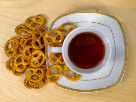 Cup of tea with cookies close-upの写真素材