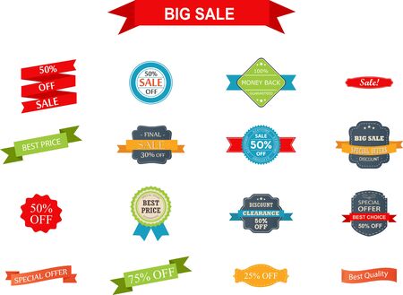 Set of sales Ribbons, Sticker and Badges design elements.のイラスト素材