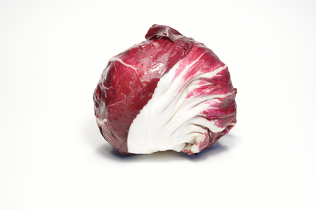 Italian red radicchio isolated on white backgroundの写真素材
