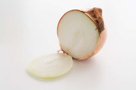 White fresh onion sliced to prepare onion ringsの写真素材