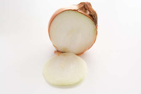 White fresh onion sliced to prepare onion ringsの写真素材