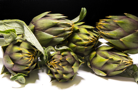 Spiny artichikes of Sardegna Italy on black backgroundの写真素材