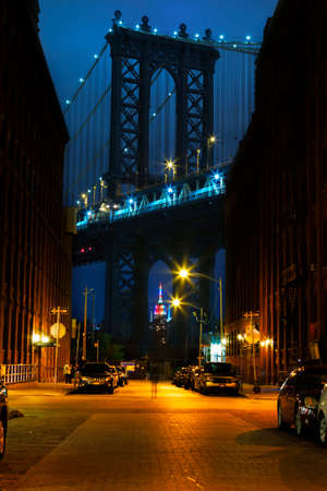 Bright lights of New York City at night.