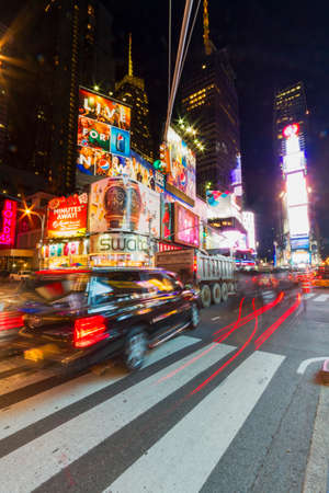 NEW YORK CITY, USA - FEBRUARY 27, 2013: The images of bright lights and activities on New York City streets at night on February 27, 2013.のeditorial素材