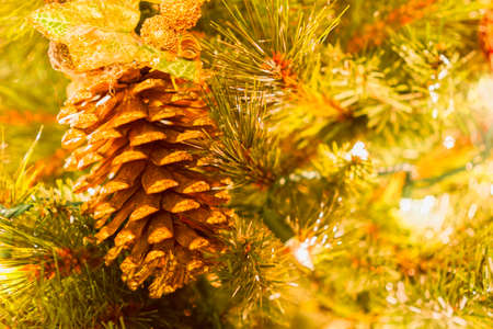 Bright colorful decorations on a Christmas Tree.の写真素材