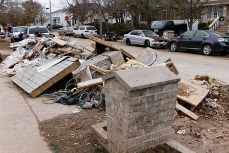 STATEN ISLAND, USA - NOVEMBER 4: The images of devastation caused by the Hurricane Sandy  and rescue...
