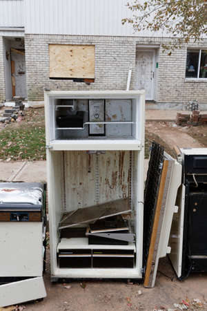STATEN ISLAND, USA - NOVEMBER 4: The images of devastation caused by the Hurricane Sandy  and rescue...