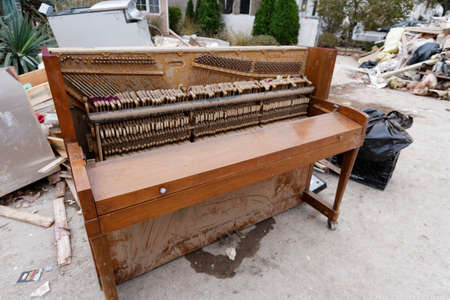 STATEN ISLAND, USA - NOVEMBER 4: The images of devastation caused by the Hurricane Sandy  and rescue services response November 4, 2012 on the streets of Staten Island, USA.のeditorial素材