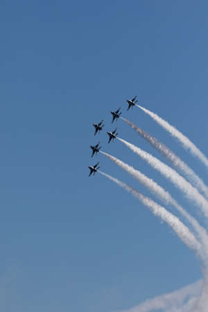 NEW YORK CITY, USA -MAY 23: U.S. Air Force Thunderbirds Team performing aerial stunts during New...
