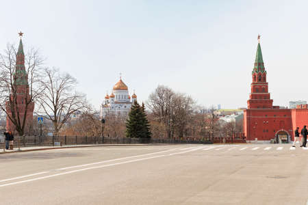 MOSCOW, RUSSIA - APRIL 8, 2015: Views of the territory of the Moscow Kremlin on April 8, 2015. The...