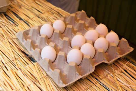 Eggs for sale at the local farmer market.