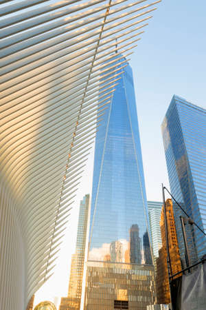 New York, USA-August 18, 2016: Oculus transportation hub replaces the PATH train station that was...