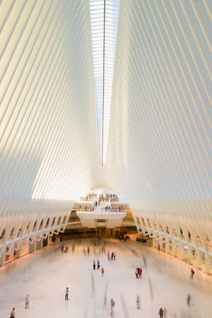 New York, USA-August 18, 2016: Oculus transportation hub replaces the PATH train station that was destroyed during the 9/11 terrorist attacks.のeditorial素材