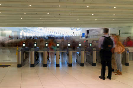 New York, USA-August 18, 2016: Oculus transportation hub replaces the PATH train station that was...