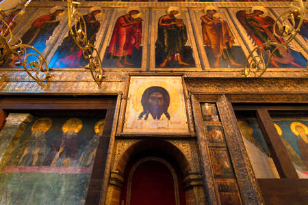 Russian Orthodox Icons in a monastery.のeditorial素材