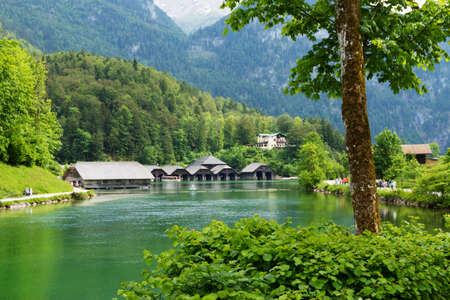 Scenic Lake Konigsee in Bavarian Alps.の写真素材