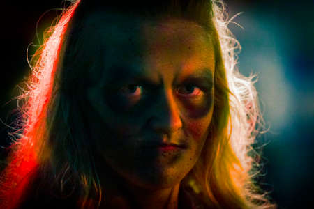 Jackson, USA-September 24, 2016: Street performer in Halloween costume and makeup is entertaining crowds.のeditorial素材