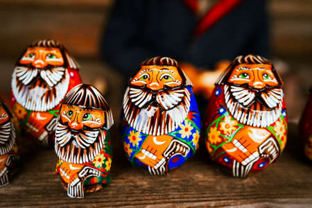 Traditional Russian wood carved arts and crafts.の写真素材